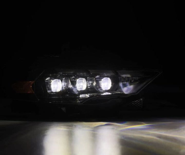 AlphaRex 18-20 Ford Mustang NOVA LED Proj Headlights Alpha-Black w/Activ Light/Seq Signal/Switch DRL - Bull Strap