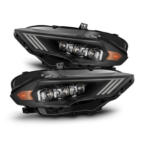 AlphaRex 18-22 Ford Mustang NOVA-Series LED Projector Headlights Black - Bull Strap