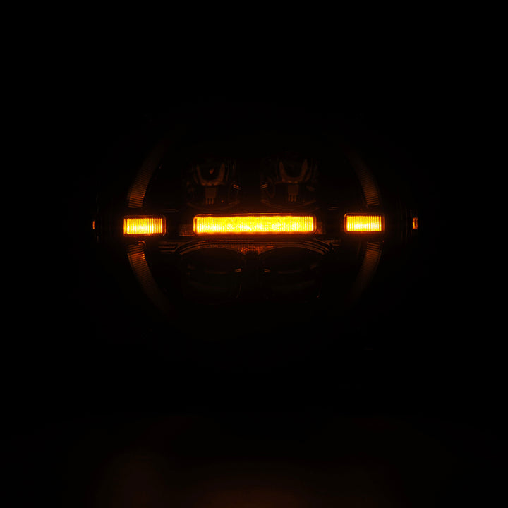 AlphaRex 18-23 Jeep Wrangler JL/Gladiator JT LED Proj Headlights Alpha-Blk w/ Activ Light/Seq Signal - Bull Strap