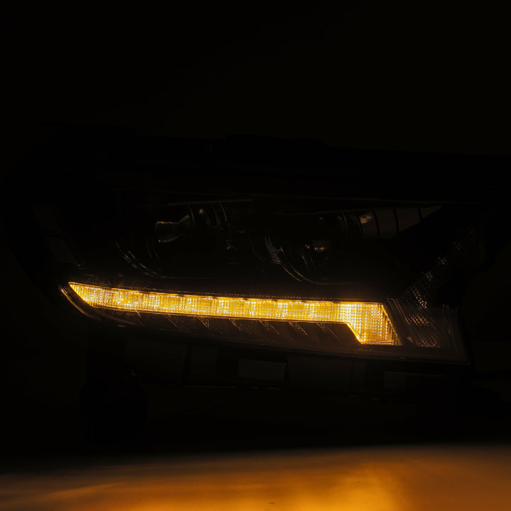 AlphaRex 19-21 Ford Ranger LUXX LED Proj Headlights Plank Style Alpha Black w/Seq Signal/DRL - Bull Strap