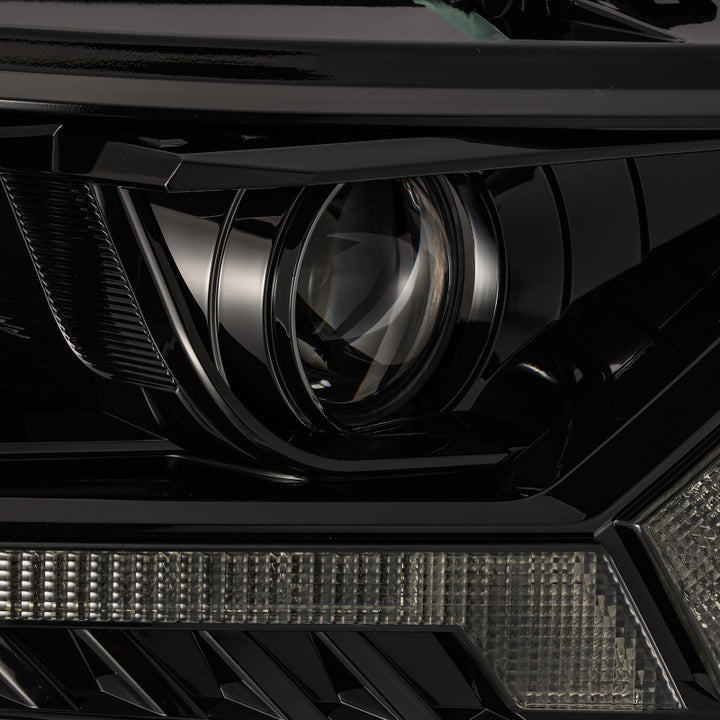 AlphaRex 19-21 Ford Ranger LUXX LED Proj Headlights Plank Style Alpha Black w/Seq Signal/DRL - Bull Strap