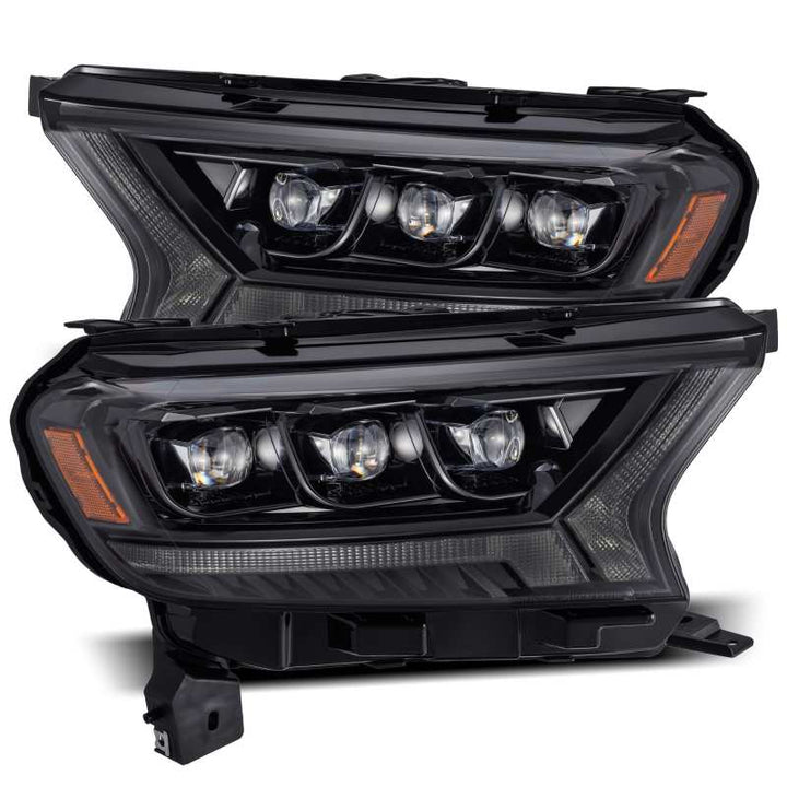 AlphaRex 19-21 Ford Ranger NOVA LED Proj Headlight Plnk Style Alpha Blk w/Activ Light/Seq Signal/DRL - Bull Strap