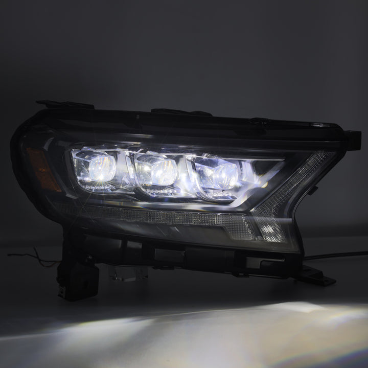 AlphaRex 19-21 Ford Ranger NOVA LED Proj Headlight Plnk Style Alpha Blk w/Activ Light/Seq Signal/DRL - Bull Strap