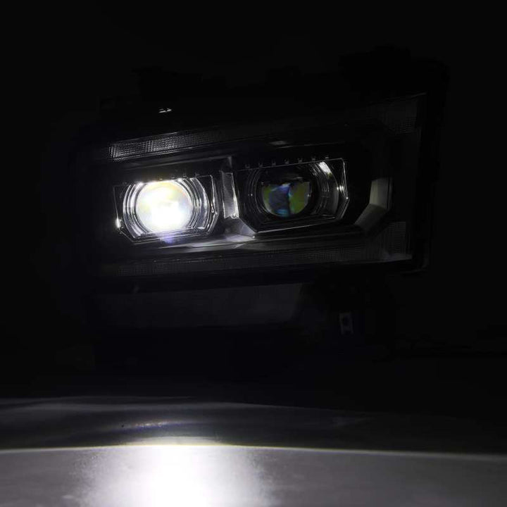 AlphaRex 19-21 Ram 2500 LUXX LED Proj Headlights Plank Style Black w/Activ Light/Seq Signal/DRL - Bull Strap