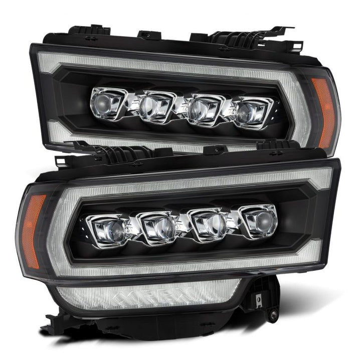 AlphaRex 19-21 Ram 2500 NOVA LED Proj Headlights Plank Style Black w/Activ Light/Seq Signal/DRL - Bull Strap