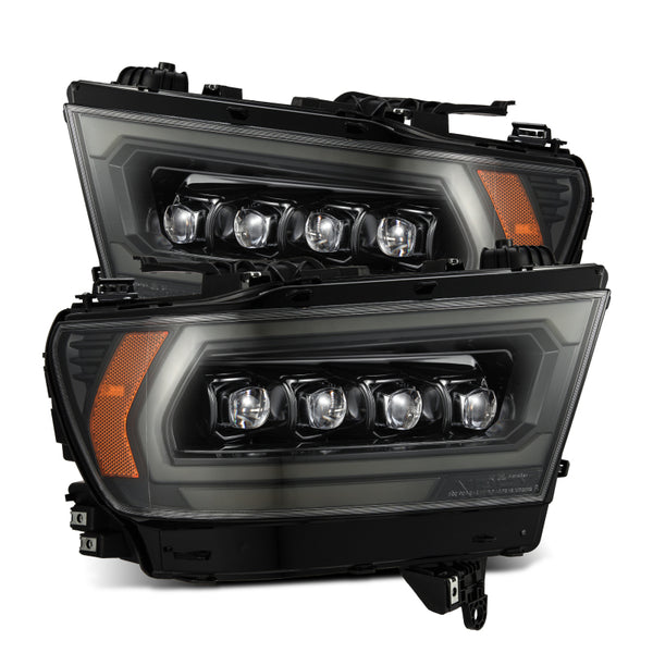 AlphaRex 19-23 Dodge Ram 1500 (No Clsc/Ltd/TRX) NOVA-Series LED Proj HL Alpha-Black (Converter Req.) - Bull Strap