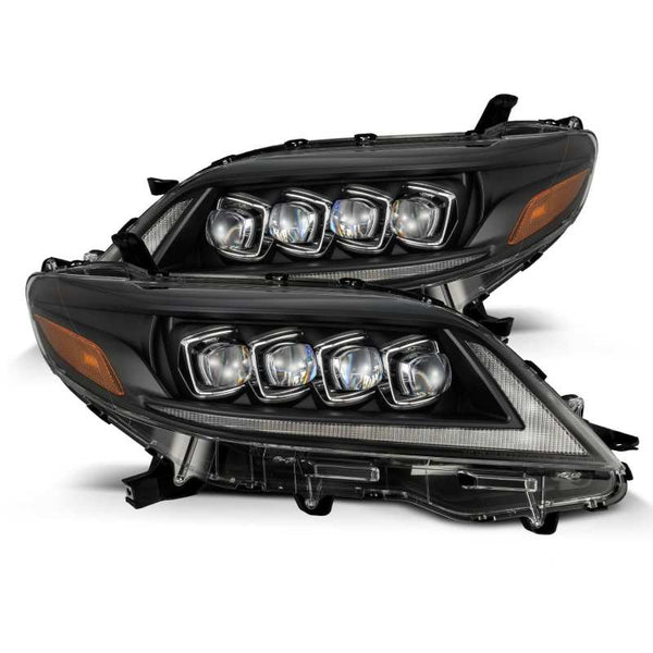 AlphaRex 2011+ Toyota Sienna NOVA LED Proj Headlights Plank Style Black w/Activ Light/Seq Signal/DRL - Bull Strap