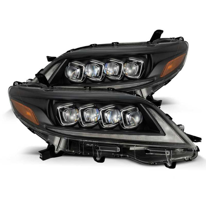 AlphaRex 2011+ Toyota Sienna NOVA LED Proj Headlights Plank Style Black w/Activ Light/Seq Signal/DRL - Bull Strap