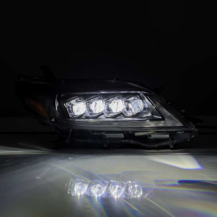 AlphaRex 2011+ Toyota Sienna NOVA LED Proj Headlights Plank Style Black w/Activ Light/Seq Signal/DRL - Bull Strap
