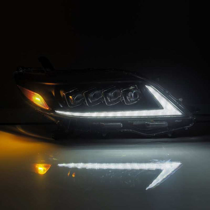 AlphaRex 2011+ Toyota Sienna NOVA LED Proj Headlights Plank Style Black w/Activ Light/Seq Signal/DRL - Bull Strap
