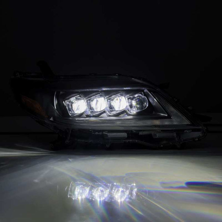 AlphaRex 2011+ Toyota Sienna NOVA LED Proj Headlights Plank Style Black w/Activ Light/Seq Signal/DRL - Bull Strap