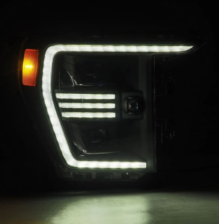 AlphaRex 21-22 Ford F150 PRO-Series Projector headlights Black w/Activ Light/Seq Signal - Bull Strap
