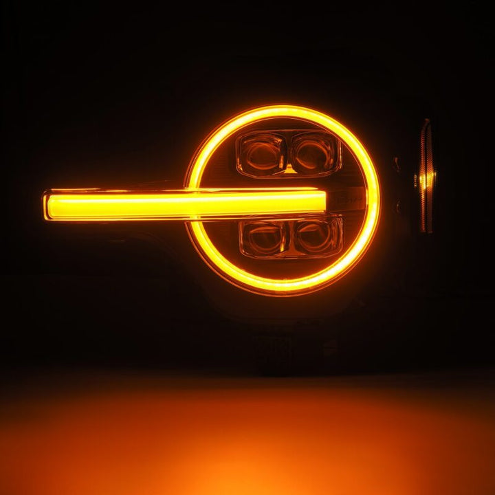 AlphaRex 21-23 Ford Bronco NOVA LED Proj Headlights Alpha-Black w/Activ Light/Seq Signal/DRL - Bull Strap