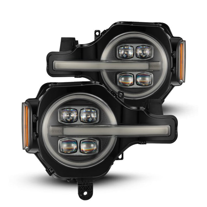 AlphaRex 21-23 Ford Bronco NOVA LED Projector Headlights Black - Bull Strap