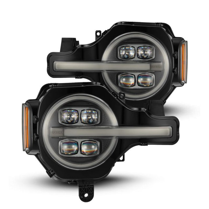 AlphaRex 21-23 Ford Bronco NOVA LED Projector Headlights Black - Bull Strap