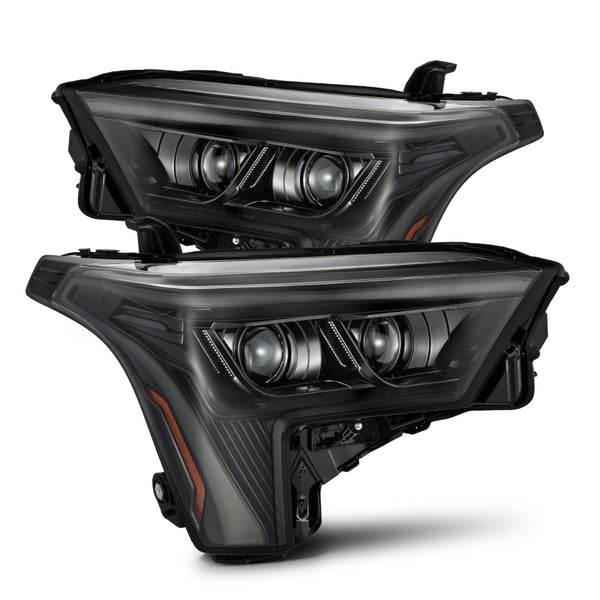 AlphaRex 22-23 Toyota Tundra LUXX-Series Headlights Alpha-Black w/Amber DRL - Req 810029 OR 810030 - Bull Strap