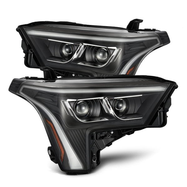 AlphaRex 22-23 Toyota Tundra LUXX-Series Headlights Black w/Amber DRL - Req 810029 OR 810030 - Bull Strap