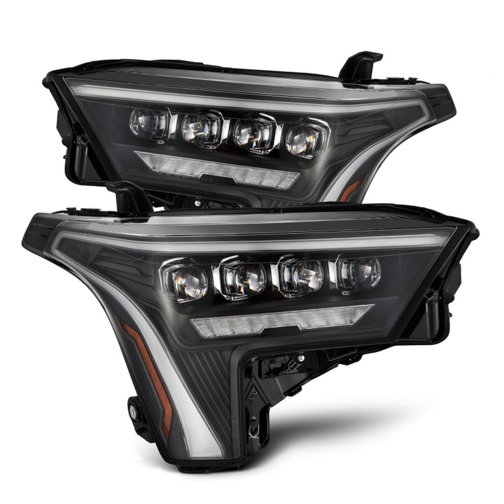 AlphaRex 22-23 Toyota Tundra NOVA-Series Headlights Black w/Amber DRL - Req 810029 OR 810030 - Bull Strap