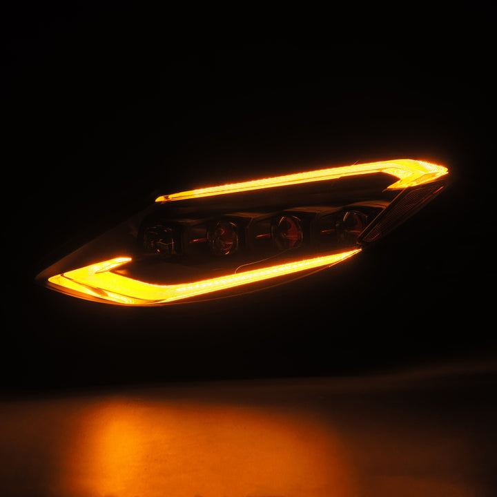 AlphaRex 23-24 Nissan Z NOVA-Series LED Projector Headlights Alpha-Blk w/Activation Light & Seq.Sig - Bull Strap