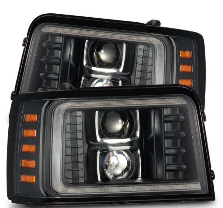AlphaRex 92-96 Ford F-Series/Bronco LUXX-Series Proj Headlights Blk w/Actv Light SeqSig & SBDRL - Bull Strap