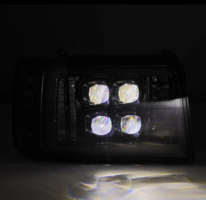 AlphaRex 92-96 Ford F-Series/Bronco NOVA-Series LED Proj Headlight Alpha-Bk w/Actv Light SS & SBDRL - Bull Strap