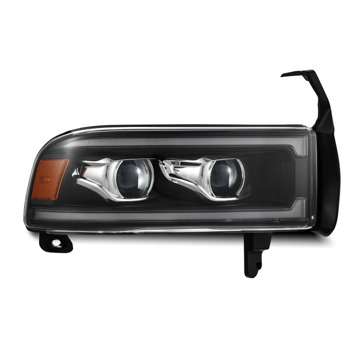 AlphaRex 94-01 RAM 1500 LUXX LED Proj Headlights Blk w/Activ Light/Seq Signal/SB DRL - Bull Strap
