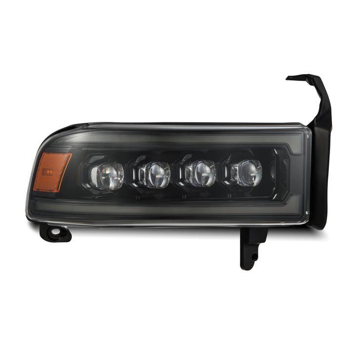AlphaRex 94-01 RAM 1500 NOVA LED Proj Headlights Alpha-Blk w/Activ Light/Seq Signal/SB DRL - Bull Strap
