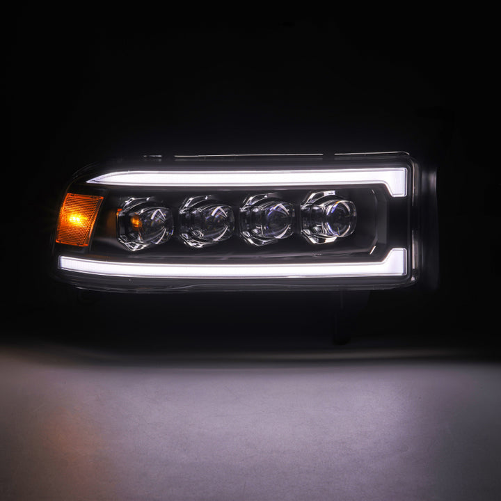 AlphaRex 94-01 RAM 1500 NOVA LED Proj Headlights Blk w/Activ Light/Seq Signal/SB DRL - Bull Strap