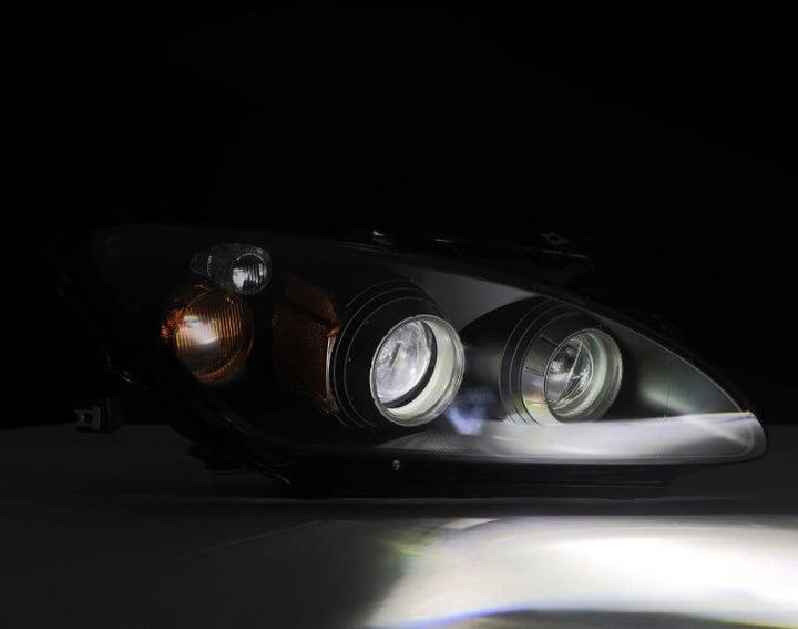 AlphaRex 99-09 Honda S2000 LUXX-Series Projector LED Headlights - Black - Bull Strap