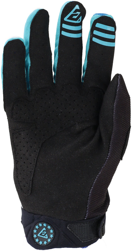 Answer 25 Peak Flo Gloves Black/Blue/White - Medium - Bull Strap