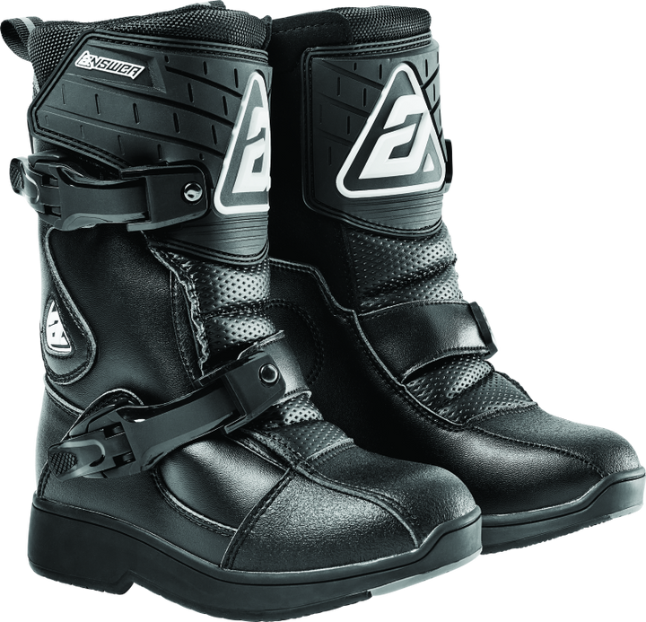 Answer Peewee Boot Black Youth Size - 10 - Bull Strap
