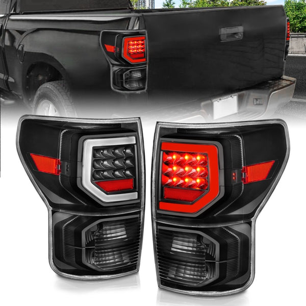 ANZO 07-11 Toyota Tundra Full LED Taillights Black Housing Clear Lens G2 (w/C light Bars) - Bull Strap