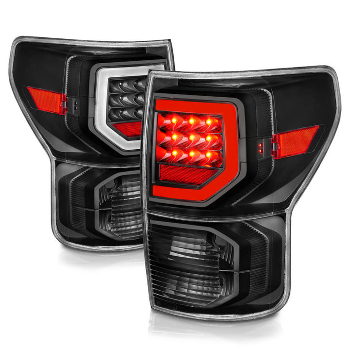 ANZO 07-11 Toyota Tundra Full LED Taillights Black Housing Clear Lens G2 (w/C light Bars) - Bull Strap