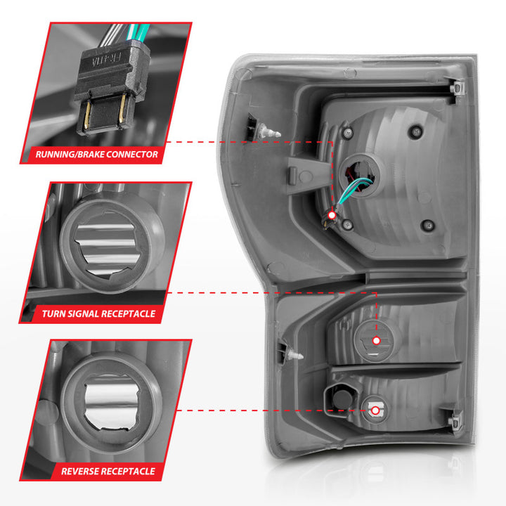 ANZO 07-11 Toyota Tundra Full LED Taillights Black Housing Clear Lens G2 (w/C light Bars) - Bull Strap
