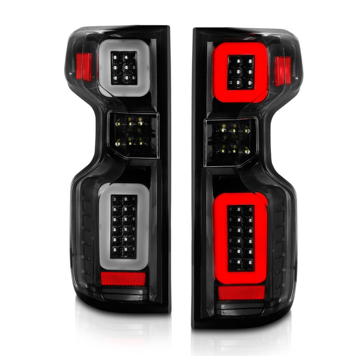 ANZO 19-21 Chevy Silverado Full LED Taillights Black Housing Clear Lens G2 (w/C light Bars) - Bull Strap