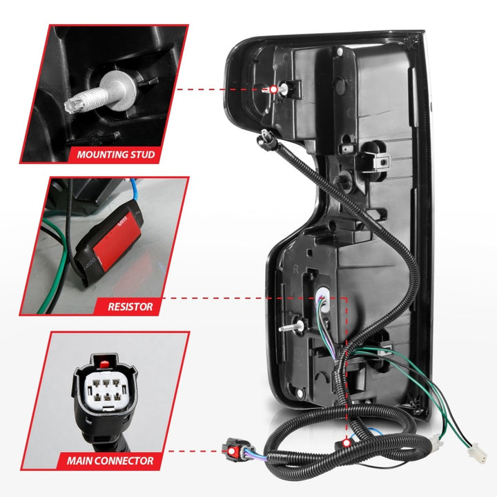 ANZO 19-21 Chevy Silverado Full LED Taillights Black Housing Smoke Lens G2 (w/C light Bars) - Bull Strap