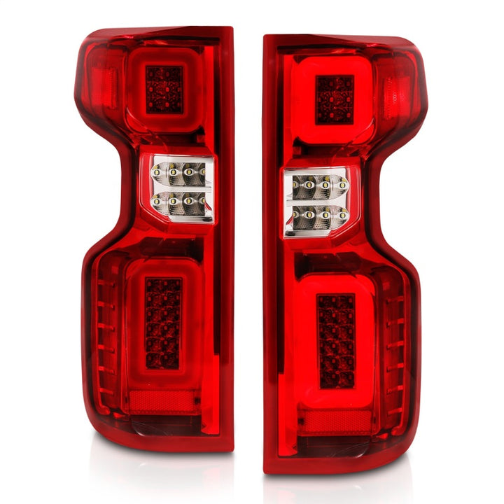ANZO 19-21 Chevy Silverado Full LED Taillights Chrome Housing Red/Clear Lens G2 (w/C light Bars) - Bull Strap