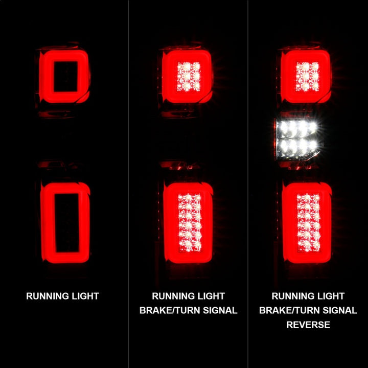 ANZO 19-21 Chevy Silverado Work Truck Full LED Taillights Chrome Housing Red Lens G2(w/C light Bars) - Bull Strap