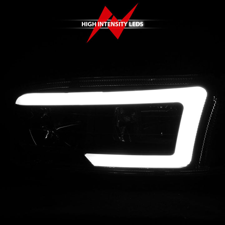 ANZO 99-17 GMC Sierra/Denali Headlights Black Amber (w/C Light Bars) - Bull Strap