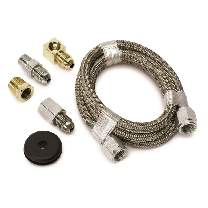 Autometer #4 Braided SS Line (-4AN) 3ft 1/8in NPT Fittings - Bull Strap