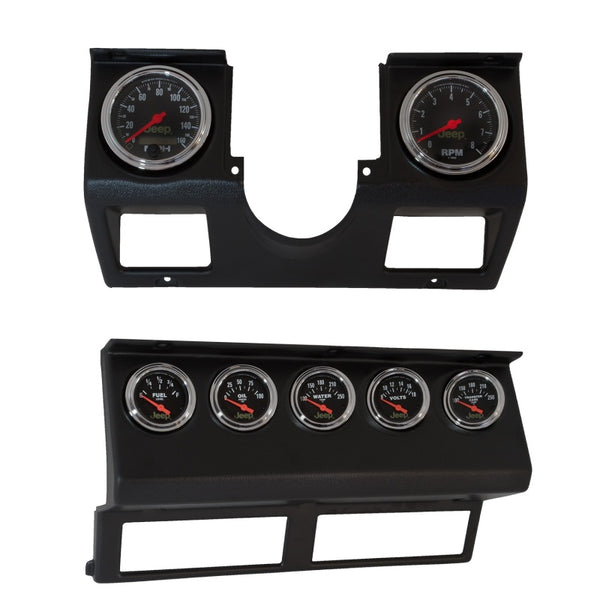 Autometer 87-96 Jeep Wrangler YJ 7pc Direct-Fit Dash Gauge Kit - Bull Strap