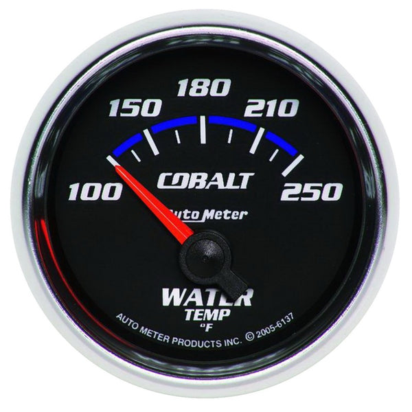 Autometer Cobalt 52.4mm 100-250 deg. F Short Sweep Electronic Water Temperature Gauge - Bull Strap