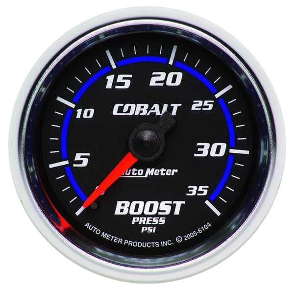 Autometer Cobalt 52mm 0-35 psi Mechanical Boost Gauge - Bull Strap