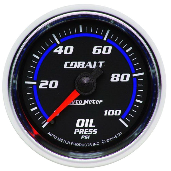 Autometer Cobalt 52mm 100 PSI Mechanical Oil Pressure Gauge - Bull Strap