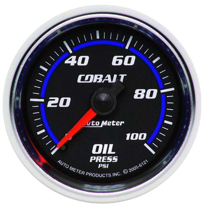 Autometer Cobalt 52mm 100 PSI Mechanical Oil Pressure Gauge - Bull Strap