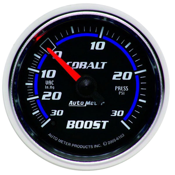 Autometer Cobalt 52mm 30psi mechanical Boost Gauge - Bull Strap