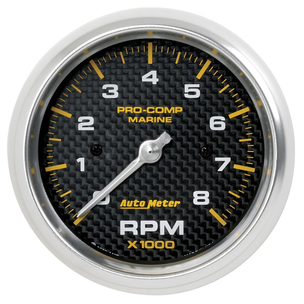 Autometer Marine Carbon Fiber 3-3/8in 8k RPM Tachometer - Bull Strap