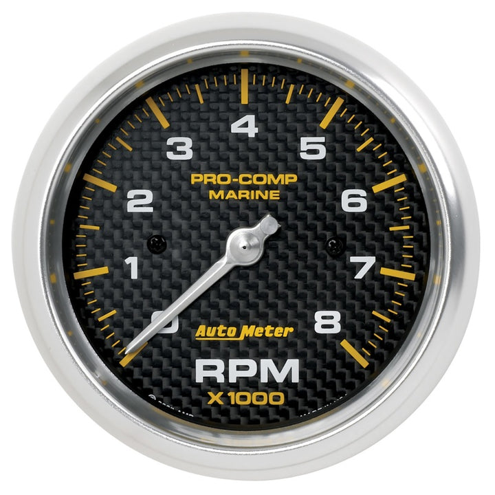 Autometer Marine Carbon Fiber 3-3/8in 8k RPM Tachometer - Bull Strap