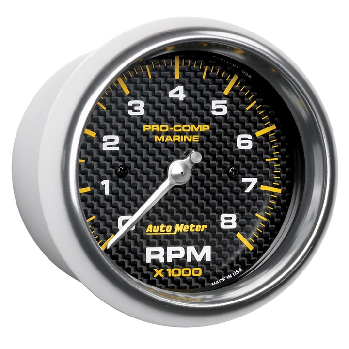 Autometer Marine Carbon Fiber 3-3/8in 8k RPM Tachometer - Bull Strap