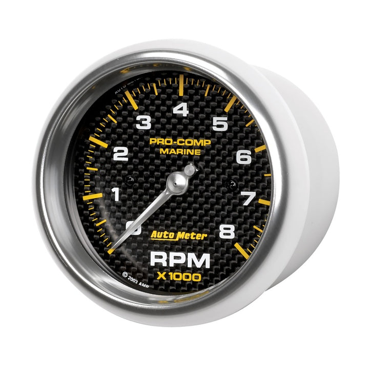 Autometer Marine Carbon Fiber 3-3/8in 8k RPM Tachometer - Bull Strap